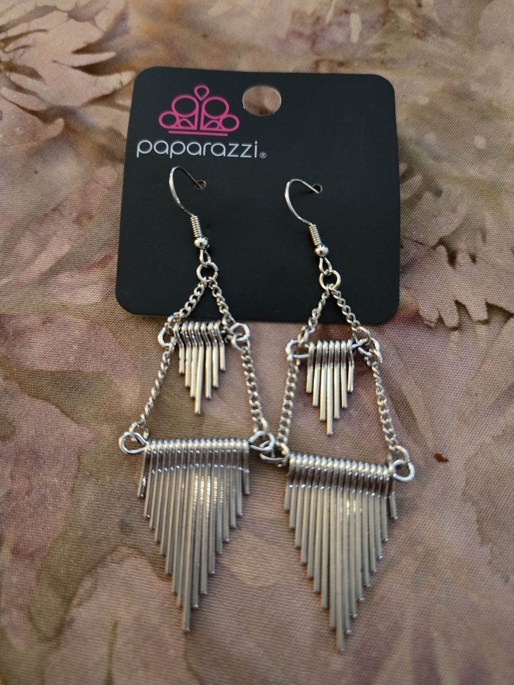 paparazzi Silver Layered Fringe Triangle Drop Earrings